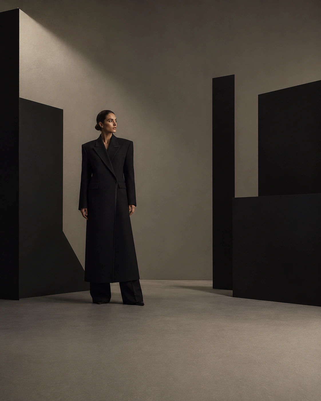 A full silhouette within angular architecture