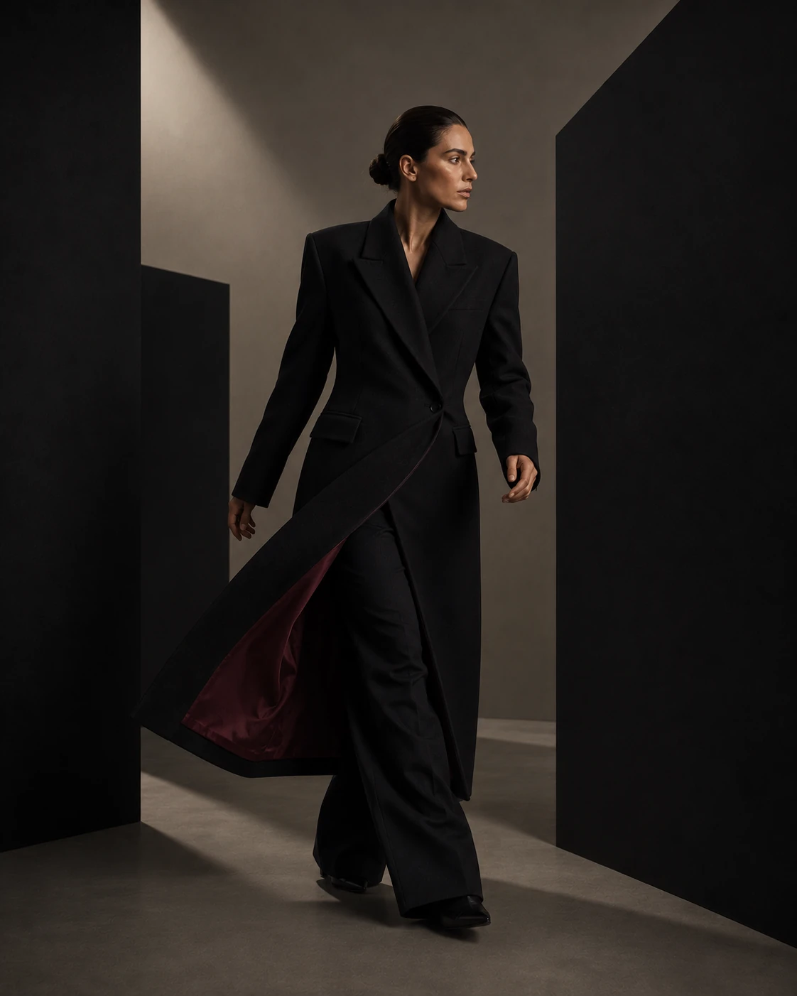 Black tailored fashion in architectural light